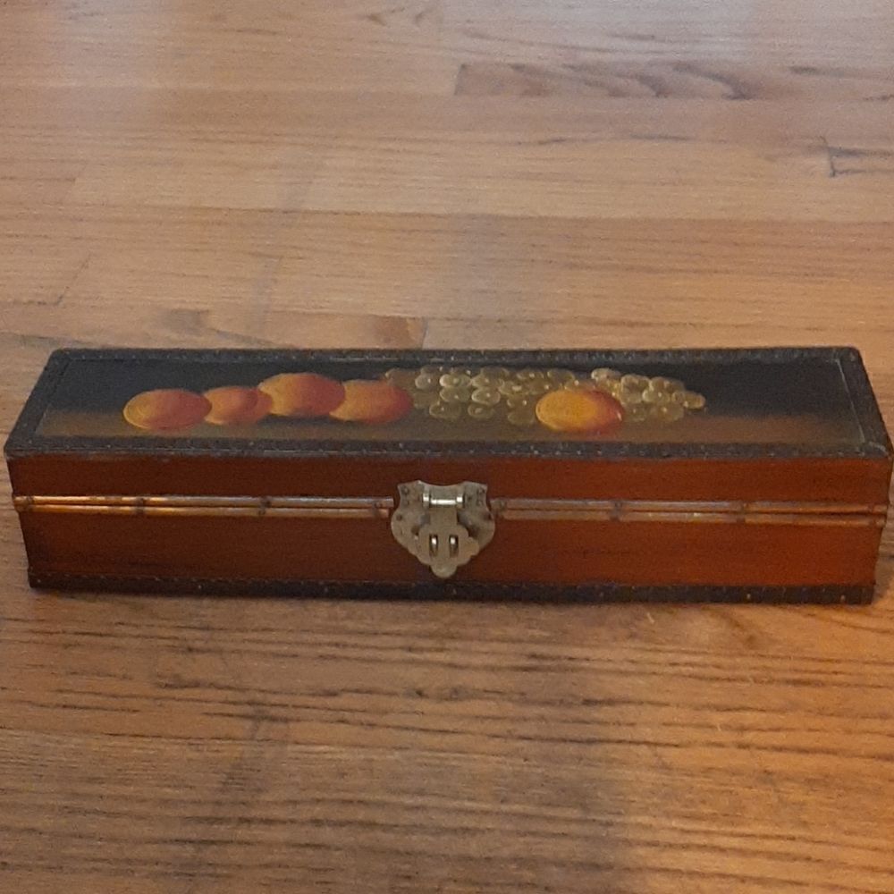 Vintage hand painted fruit wood box